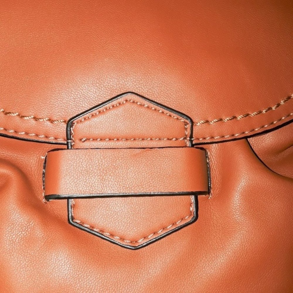 Brown Cognac Tuck & Loop Soft Crossbody Purse Bag - Picture 7 of 8